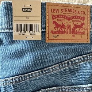 Levi's Light Blue Denim Shorts with Leather Patch